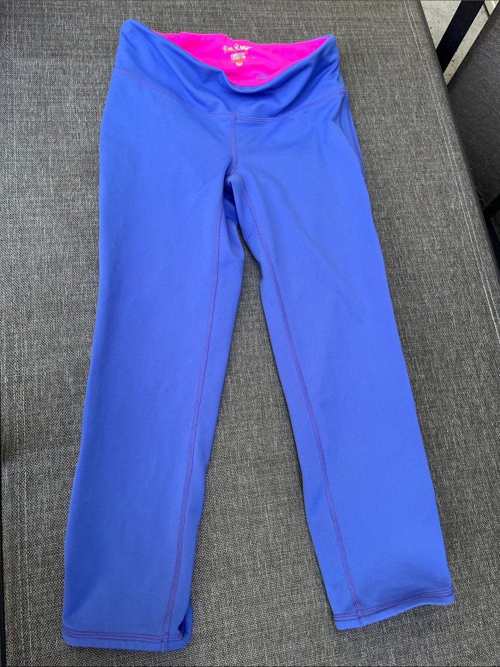 Lilly Pulitzer Royal Blue Leggings with Hot Pink Waistband